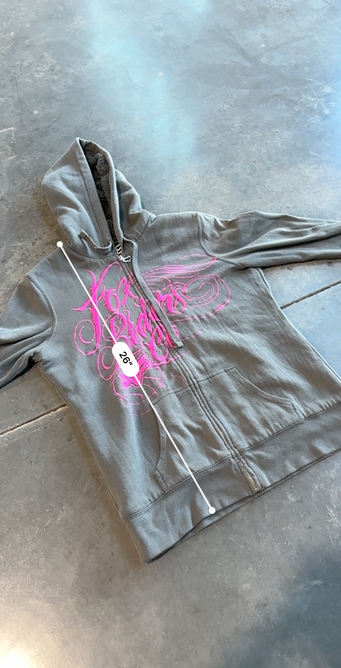 Fox Racing Grunge Y2K Embroidered Zip Up Hoodie