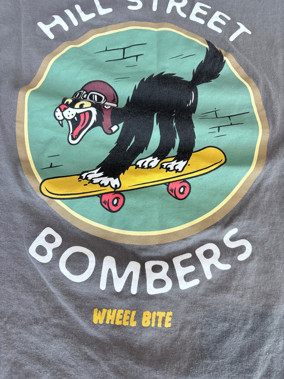 Hill Street Bomber Wheel Bite Skater Graphic Tee