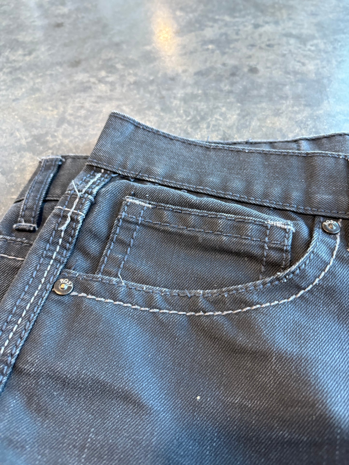 Grunge Y2K Request Black Waxed Jeans