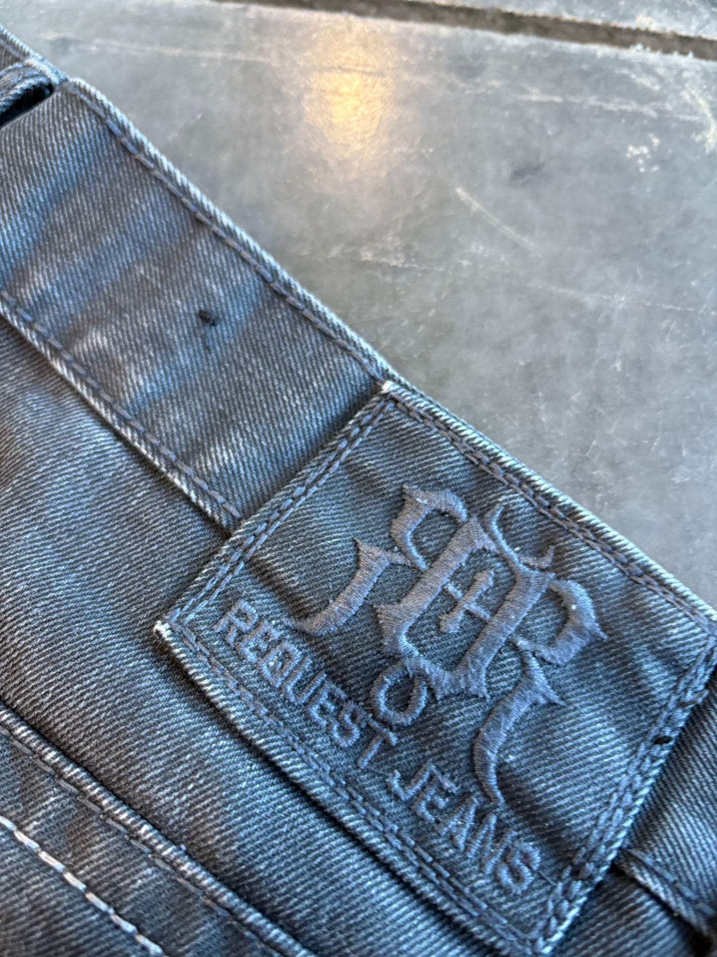 Grunge Y2K Request Black Waxed Jeans