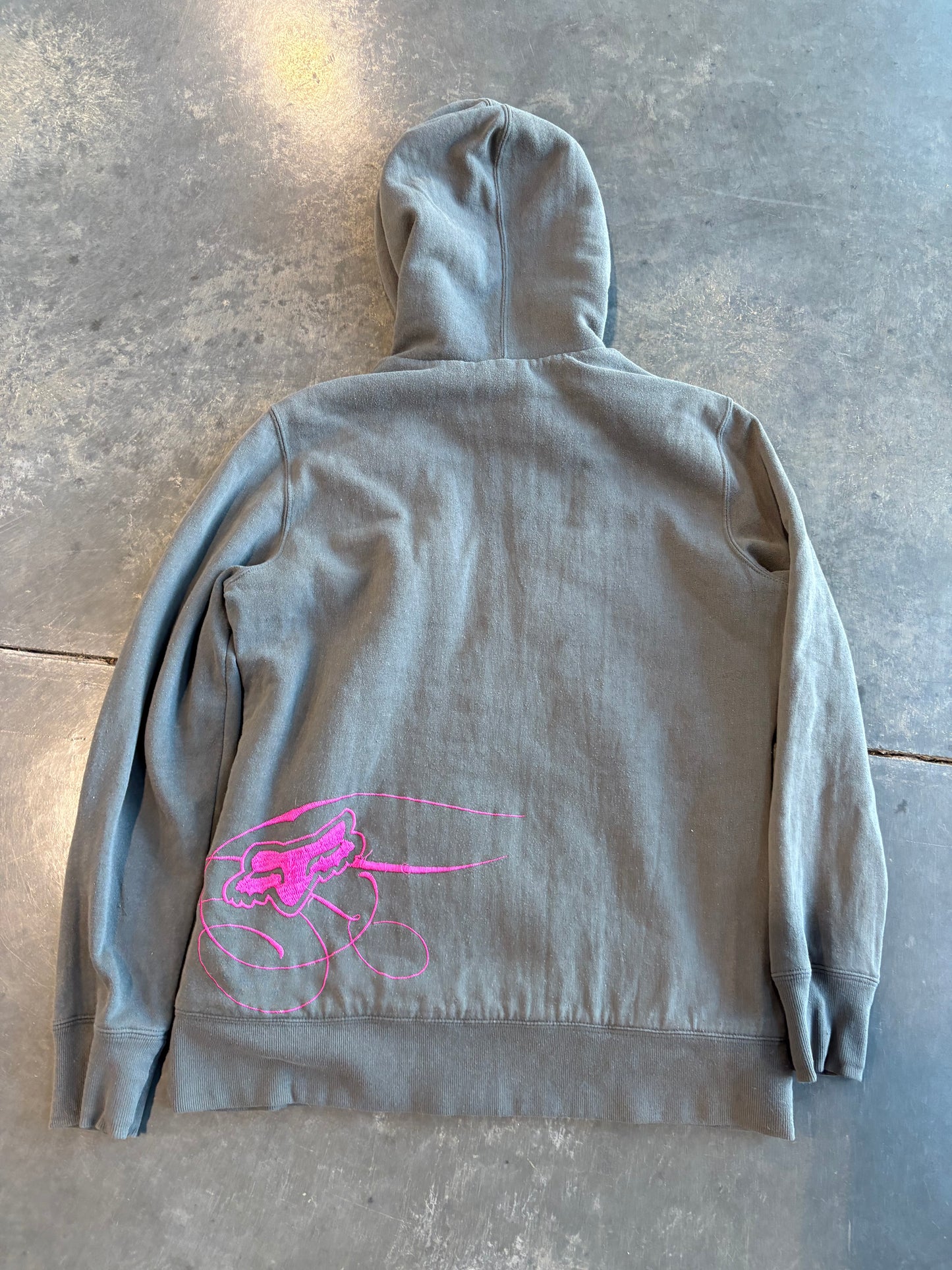 Fox Racing Grunge Y2K Embroidered Zip Up Hoodie