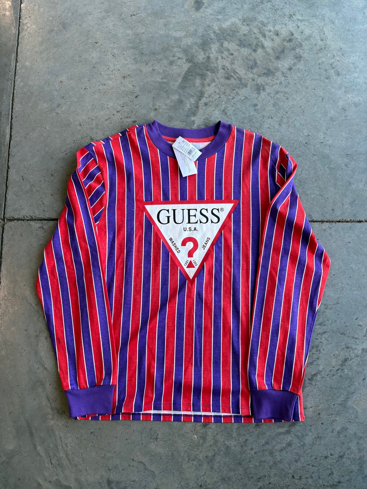 GUESS Graphic Striped Long Sleeve New With Tags