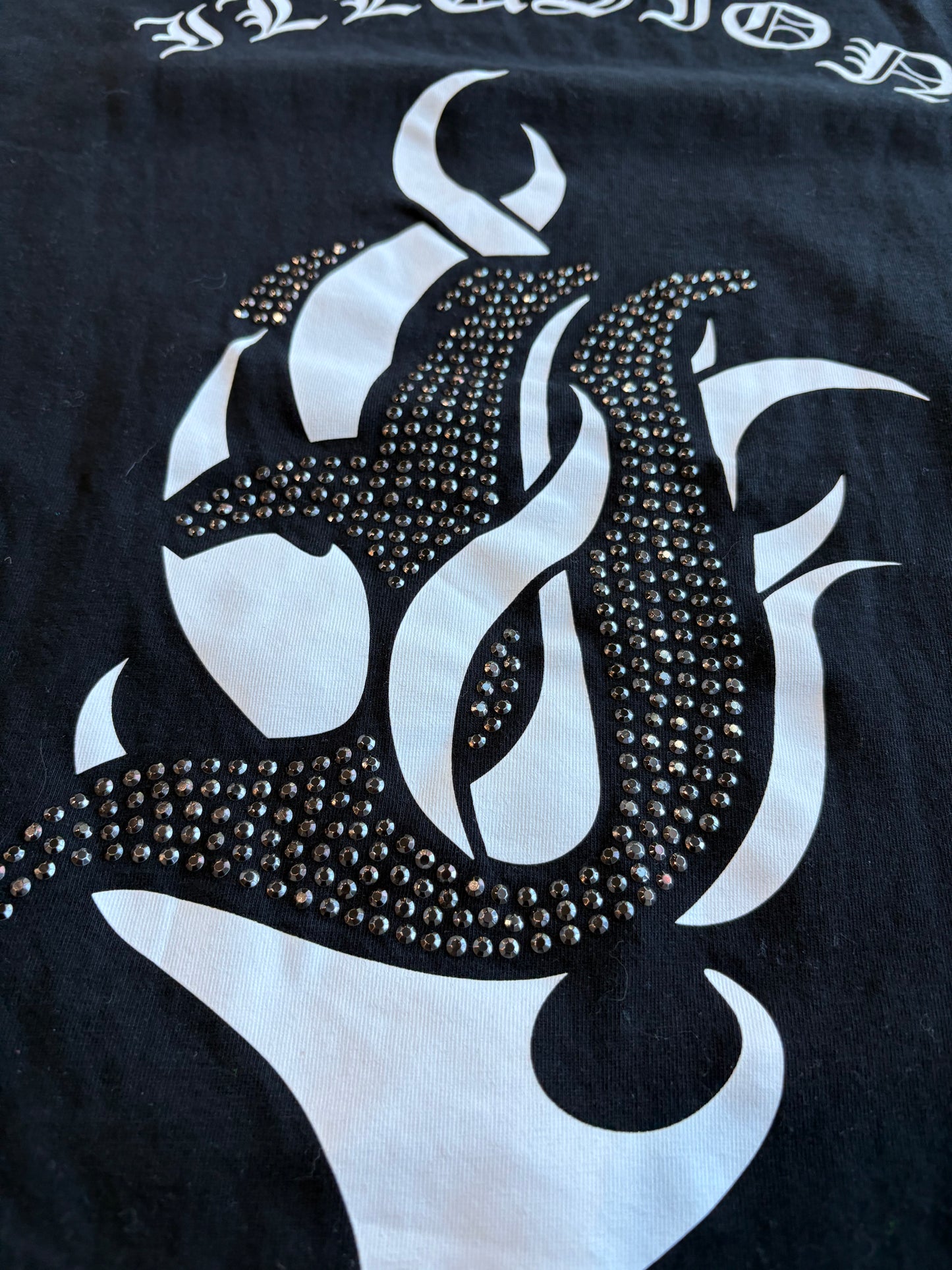 Grunge Illusion Rhinestone Streetwear Cropped Graphic Tee
