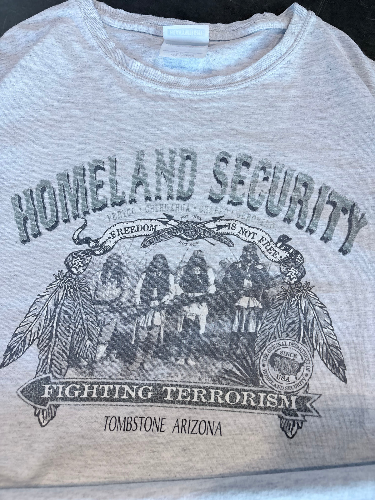 Vintage Y2K Tribal Homeland Security Graphic Tee