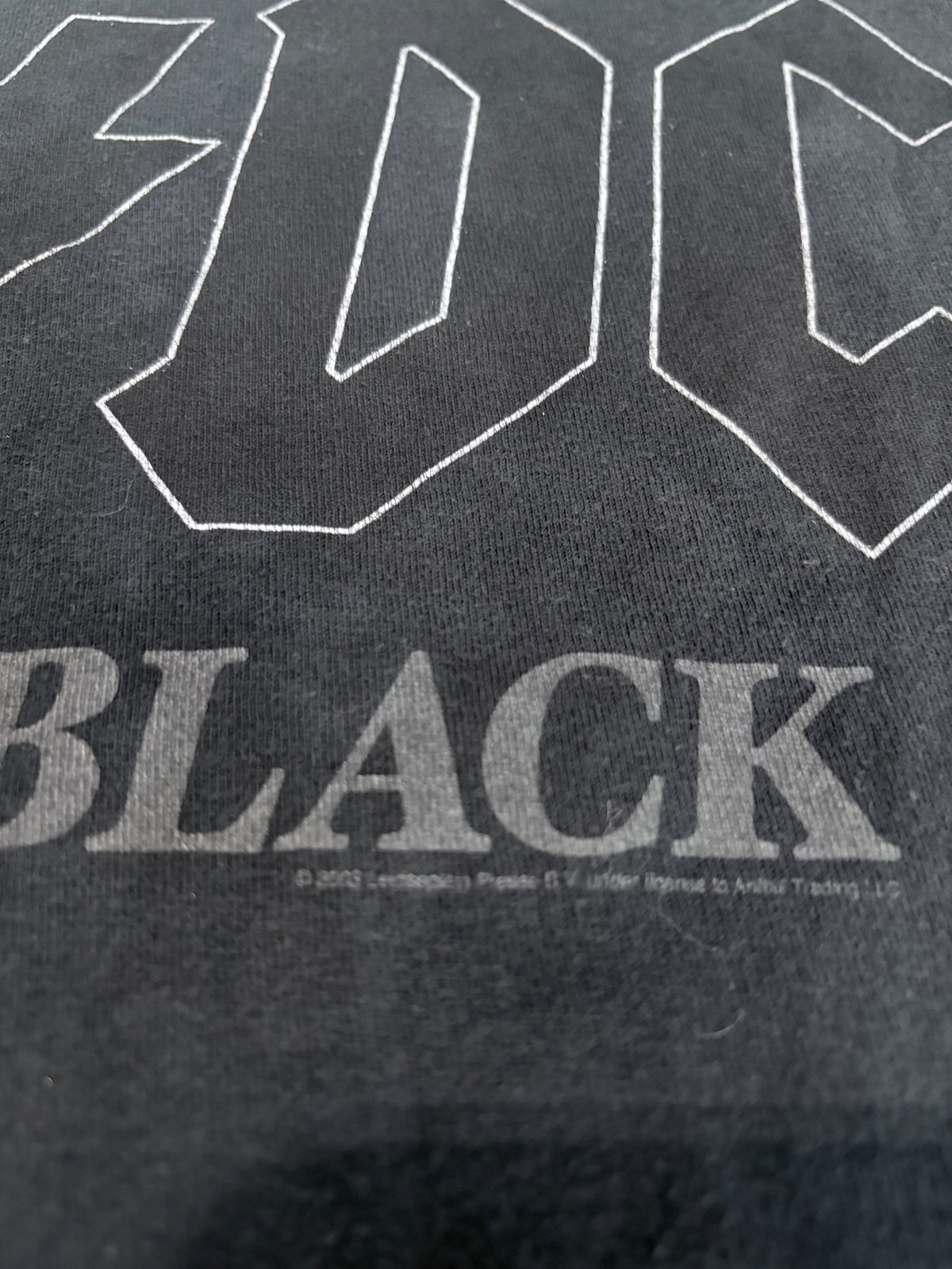 Vintage Y2K AC/DC Back In Black Liquid Blue Graphic Tee Dated 2003