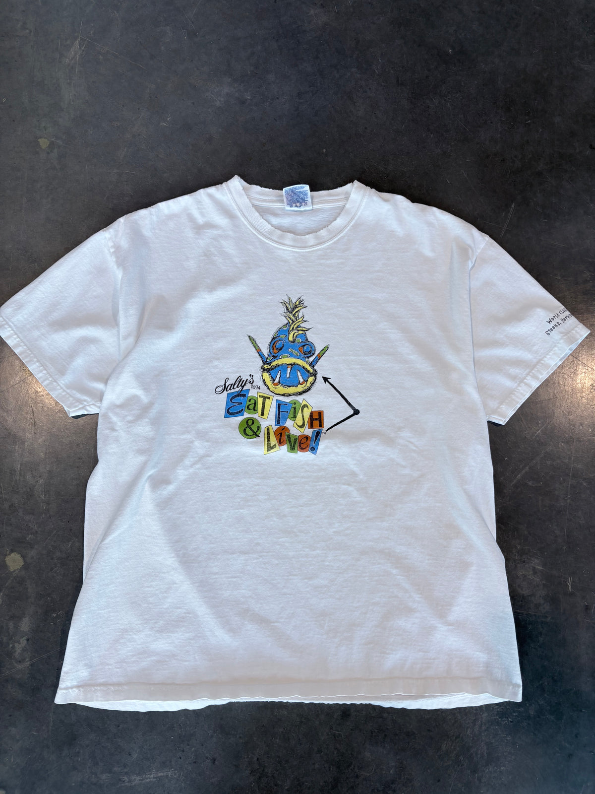 Vintage Y2K Eat Fish & Live! Graphic Tee