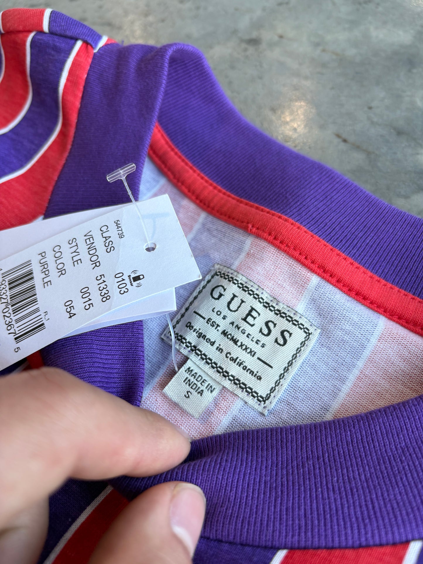 GUESS Graphic Striped Long Sleeve New With Tags